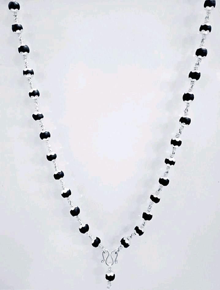 Karungali Mala 54+1 Beads, 6 mm Short Blackwood Mala with Silver Cap Unisex
